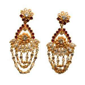 Floral Earring Gold Design with Stones