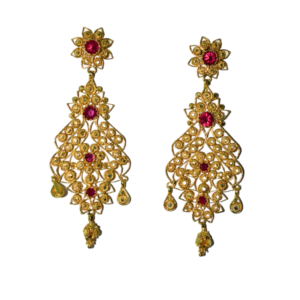 Floral Design Manipuri Gold Earrings